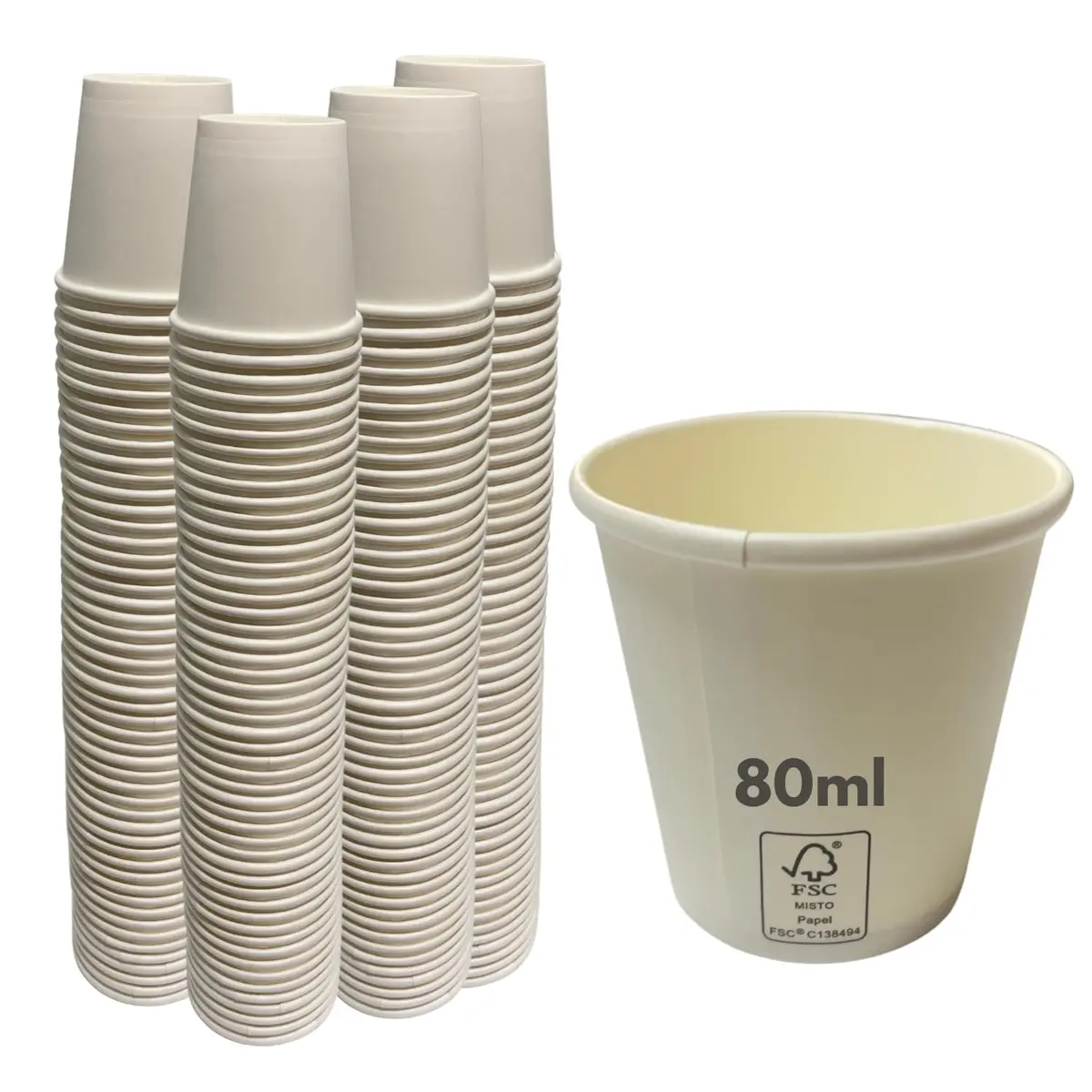 Copo Papel Branco 80ml 100 Unidades - Copo Biodegradável Café - Copos de Papel Branco 80ml 100 Unidades, para Café e Chá com Certificação FSC