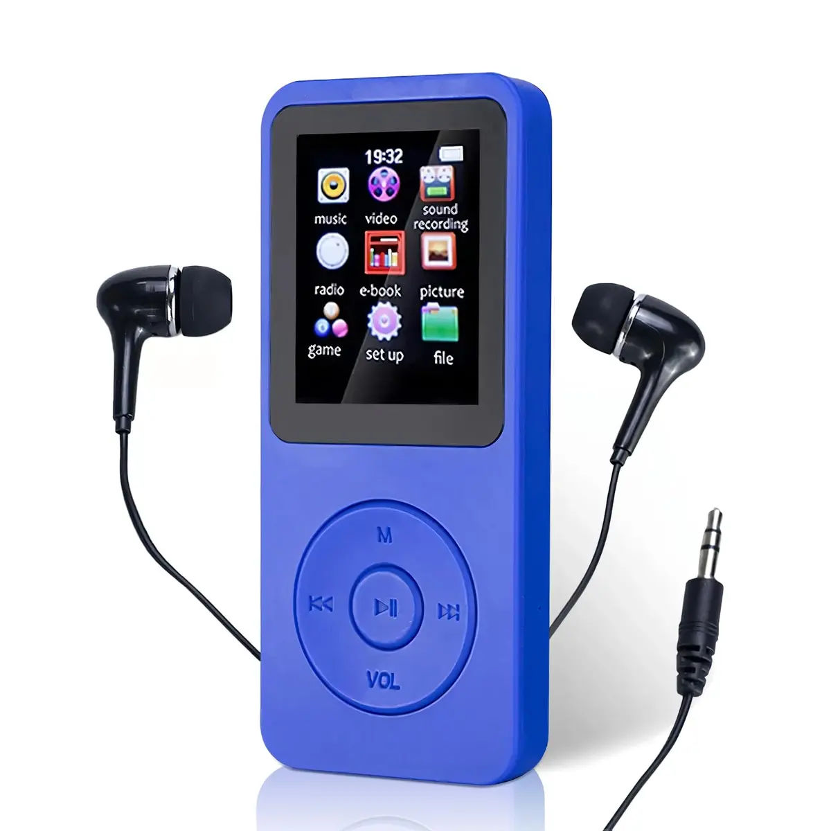 IIGENAI MP3 MP4 Player Portátil Reprodutor de Música Ultrafino MP3 Player Bluetooth Gravador de Voz Reprodução de Vídeo Suporte Cartao de Memoria de Até 128 GB(Azul)