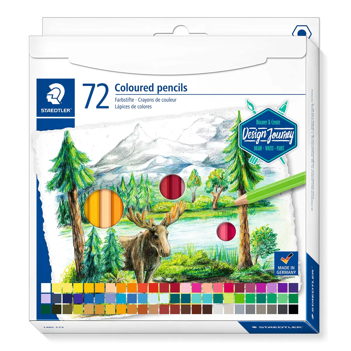 STAEDTLER Lápis de Cor Design Journey 146C C72 – Estojo com 72 Cores Intensas, Mina Macia, Fácil de Misturar, Ideal para Técnicas Secas