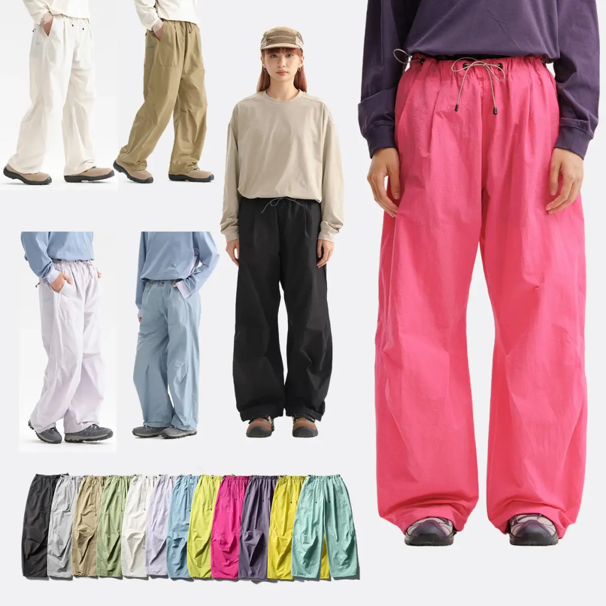 Homens streetwear moda solta casual leve calças esportivas de secagem rápida mulheres ao ar livre techwear carga baggy pant menino menina