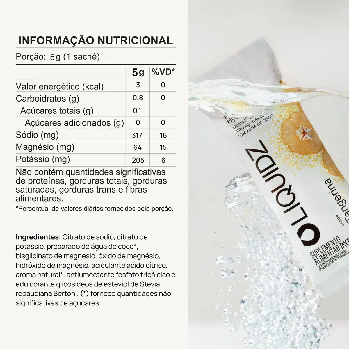 LIQUIDZ® - Eletrólitos Zero Açúcares - Sabor Tangerina - Kit 1 Caixa - 14 sachês thumbnail 2