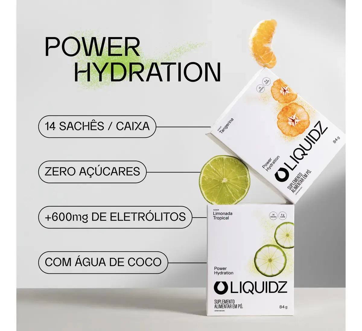 LIQUIDZ® - Eletrólitos Zero Açúcares - Sabor Tangerina - Kit 1 Caixa - 14 sachês thumbnail 3