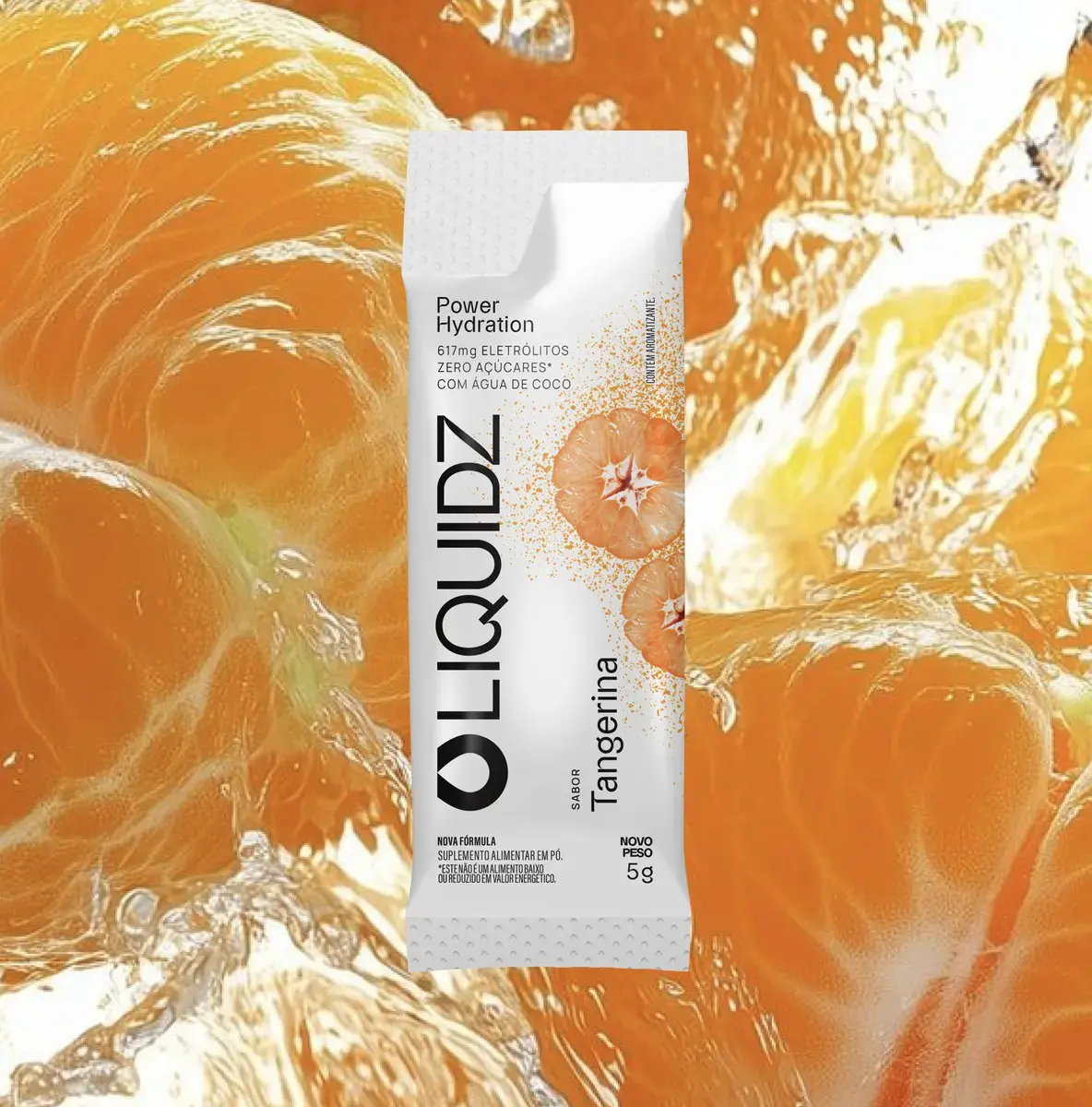 LIQUIDZ® - Eletrólitos Zero Açúcares - Sabor Tangerina - Kit 1 Caixa - 14 sachês thumbnail 4