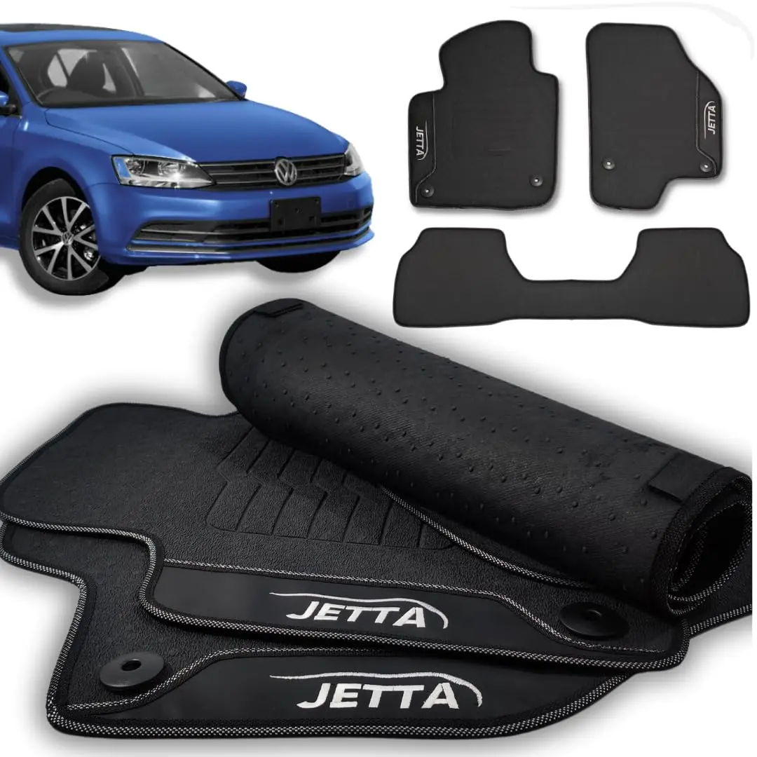 Jogo de Tapetes Automotivos Emborrachados para o Jetta 2011 2012 2013 2014 2015 2016 2017 Impermeável Premium - 03 peças