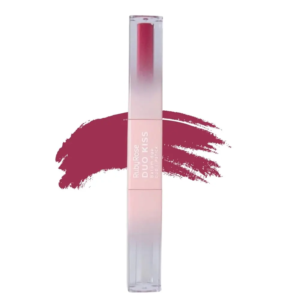 Batom Líquido Ruby Rose Duo Kiss Matte 2 em 1 Alta Cobertura Com Gloss (DK11, 5g)