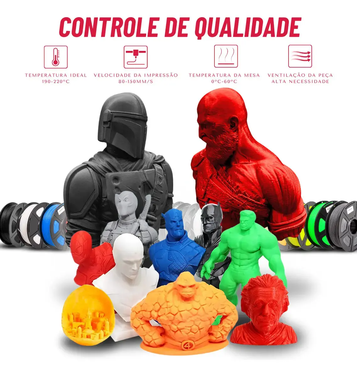 Filamento Pla Plus 1kg Impressão 3d Nacional - Cores Cor Preto thumbnail 5