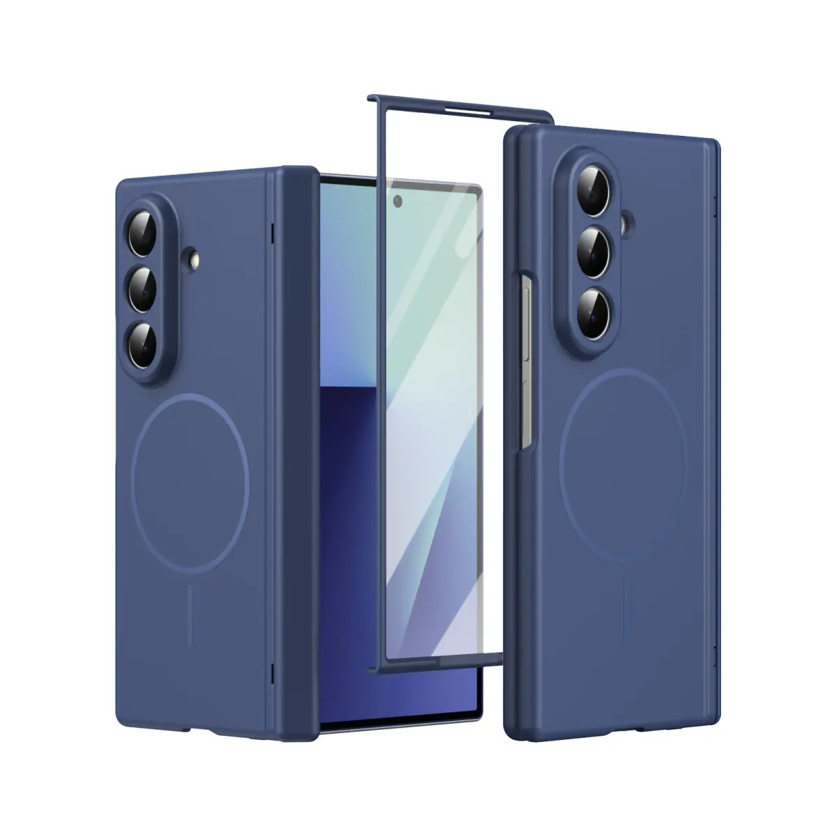 Capa Magnética Rígida de PC com Proteção de Dobradiça para Samsung Z Fold 8 Ultra 7 6 5 4 com Película Protetora de Vidro - 1