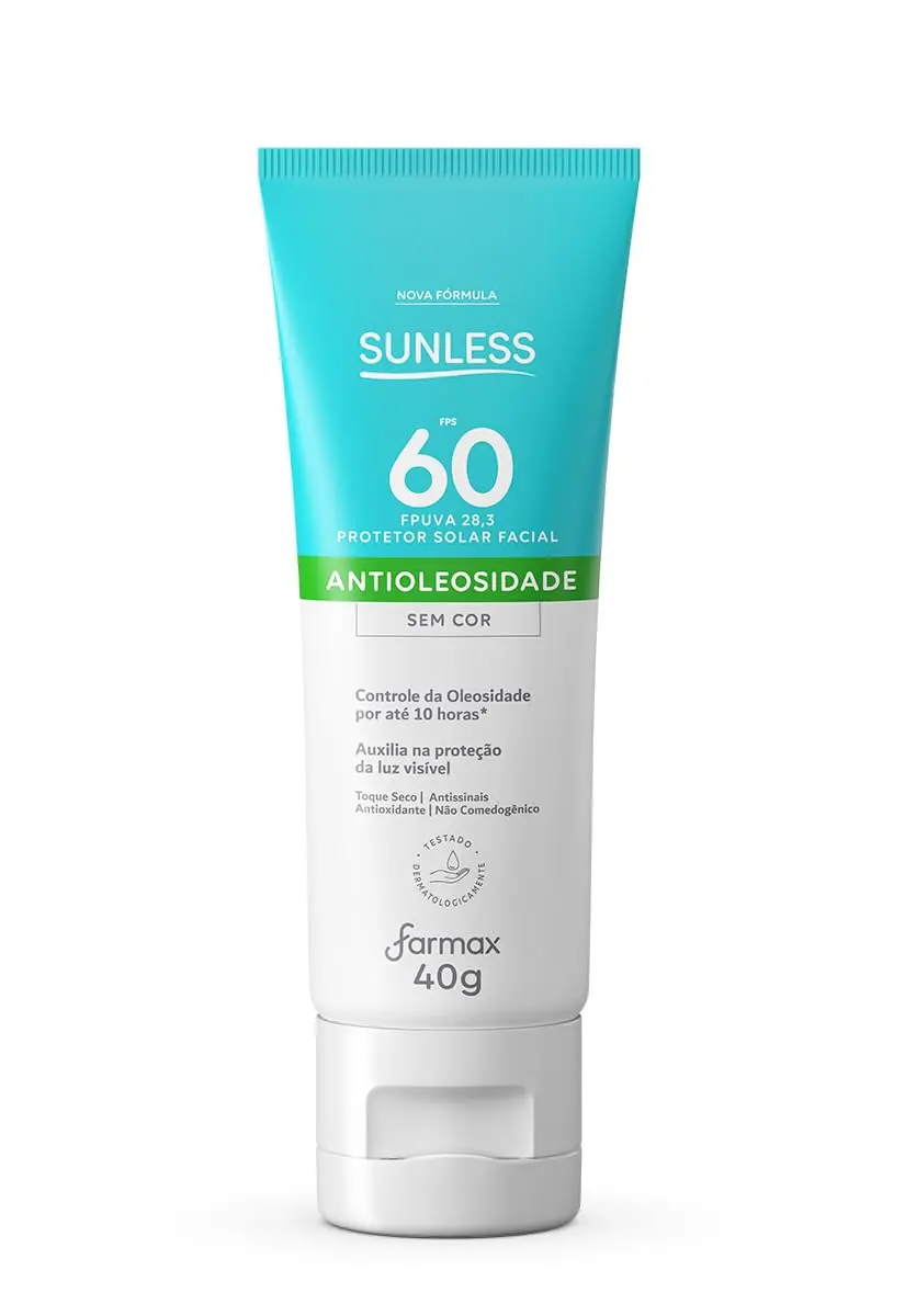 Protetor Solar Facial Farmax Sunless, Sem Cor, FPS 60, 40g | Antioleosidade - 1