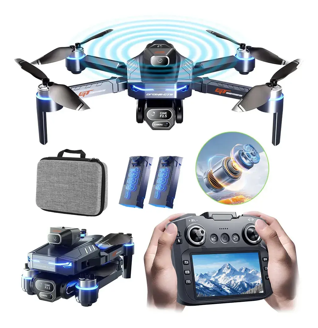 Gt8 Drone Profissional Camera Mini Drones Fpv Com Tela E Bag Preto - 1