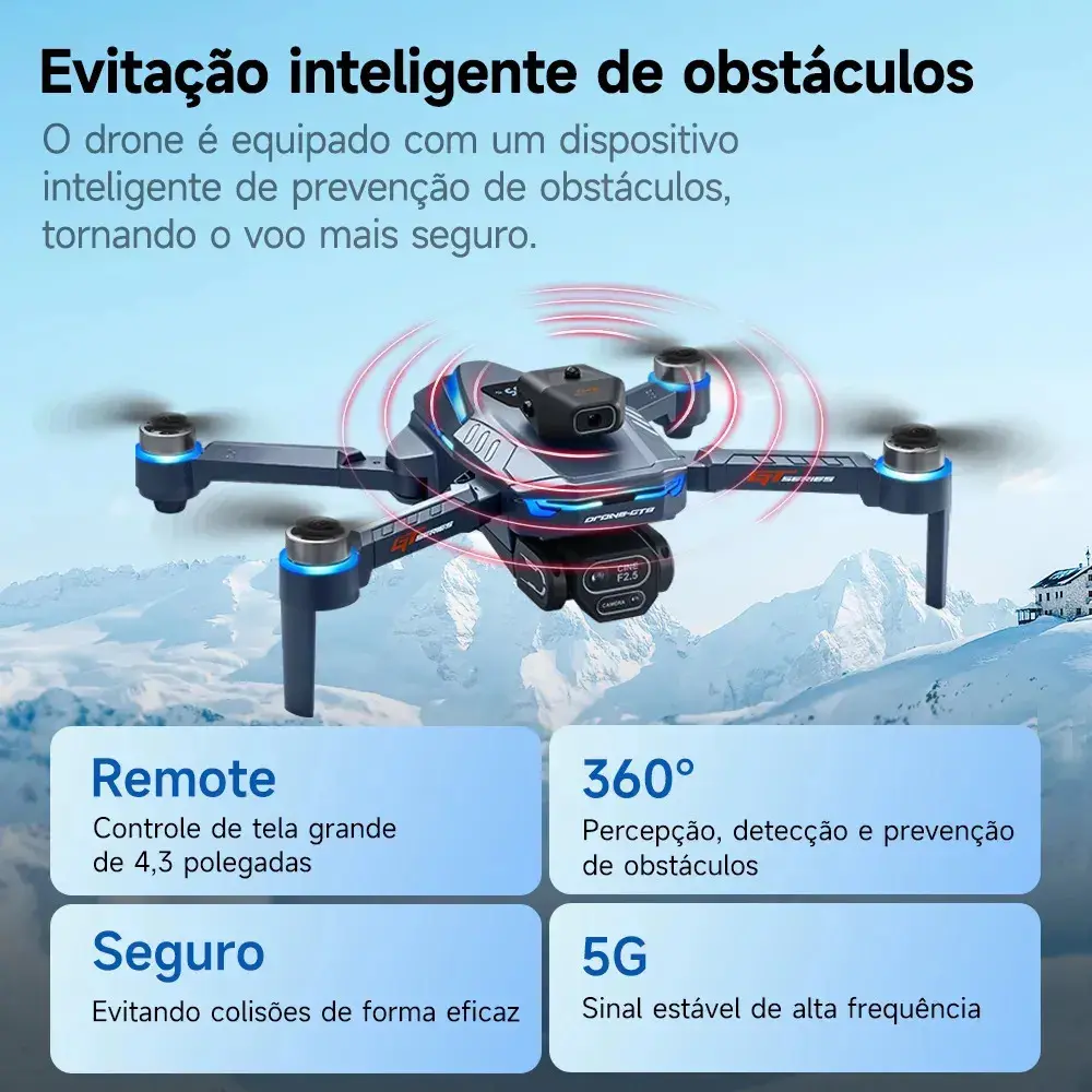 Gt8 Drone Profissional Camera Mini Drones Fpv Com Tela E Bag Preto thumbnail 4