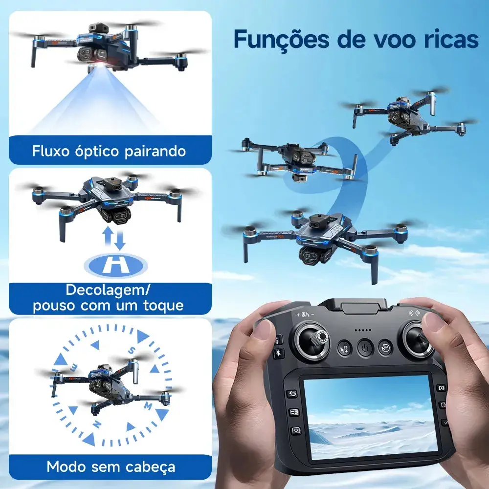 Gt8 Drone Profissional Camera Mini Drones Fpv Com Tela E Bag Preto thumbnail 5