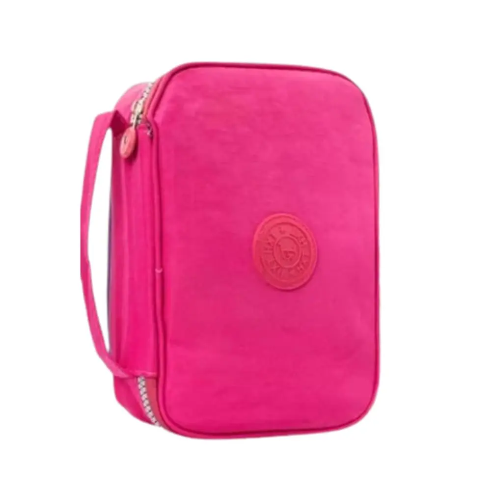 Estojo Escolar Grande Box 100 Lápis Nylon Tactel Com 27 Elásticos Ziper Resistente Escolar Papelaria Fofa Unissex Com Organizador De Lápis Canetas, PREMIUM (Rosa Pink)