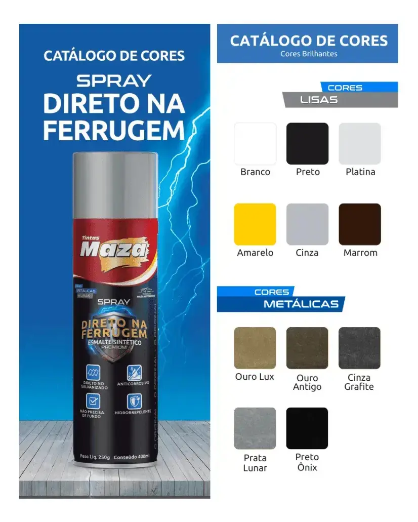 Spray Esmalte Maza Direto Na Ferrugem 400ml