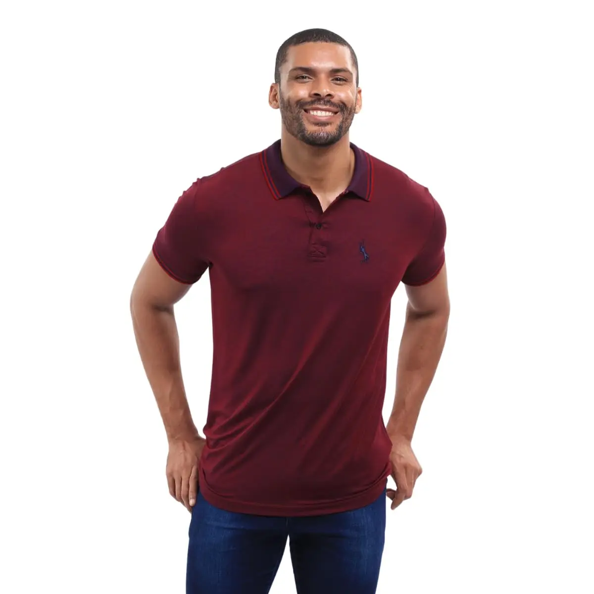 Camisa Polo Básica Piquet com Algodão Jacquard Ponto John Pull - 1