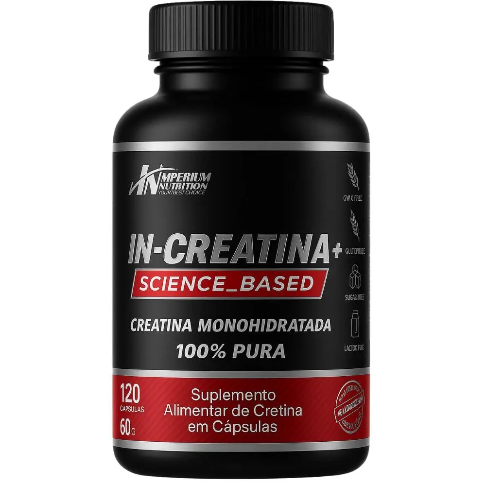 CREATINA 120 CÁPSULAS MONOHIDRATADA - IN-CREATINA+ EM CÁPSULAS DA IMPERIUM NUTRITION PARA HOMENS E MULHERES