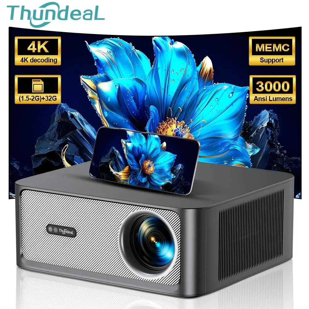 Projetores no brasil Projetor de imagem portátil ThundeaL TD98Pro 2K 4K Full HD 1080p com focagem automática 3000 ANSI Lúmens Android Wi-Fi para cinema em casa jogos ao ar livre e projeção de vídeo 3D