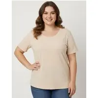 Blusa Manga Curta Cativa Plus Size Feminina AREIA