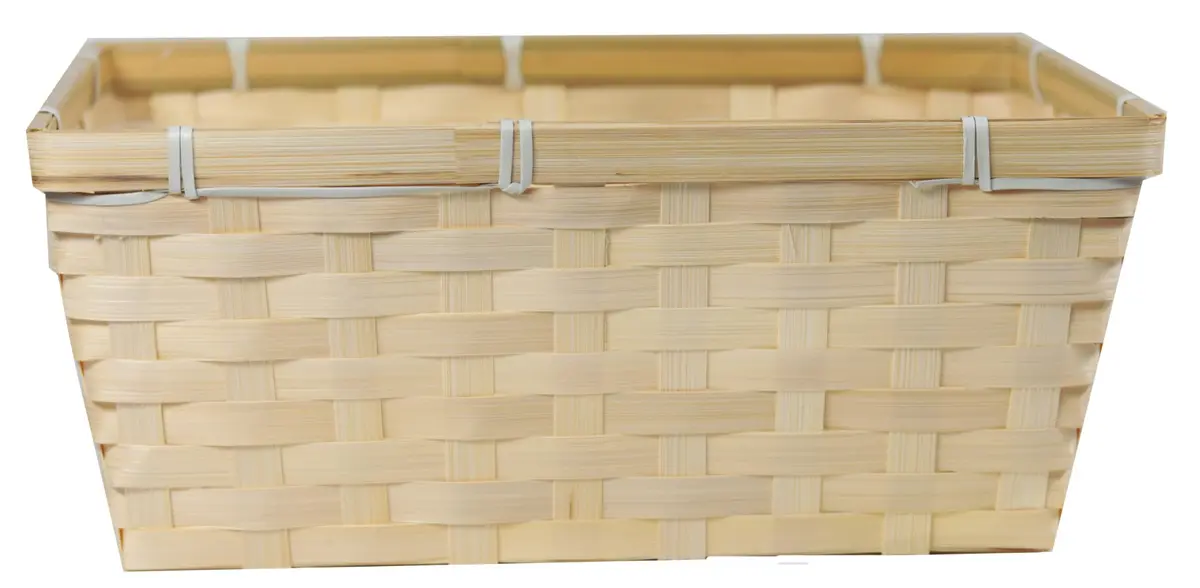 Rio Master Cesto de Bambu Retangular Pequeno Trançado | Cesto trançado compacto, ideal para kits de presente com garrafas e chocolates