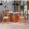 Mesa de Jantar Retangular Indekes Orquídea com 4 Cadeiras e Assento Estofado - Freijo/Off White - 1