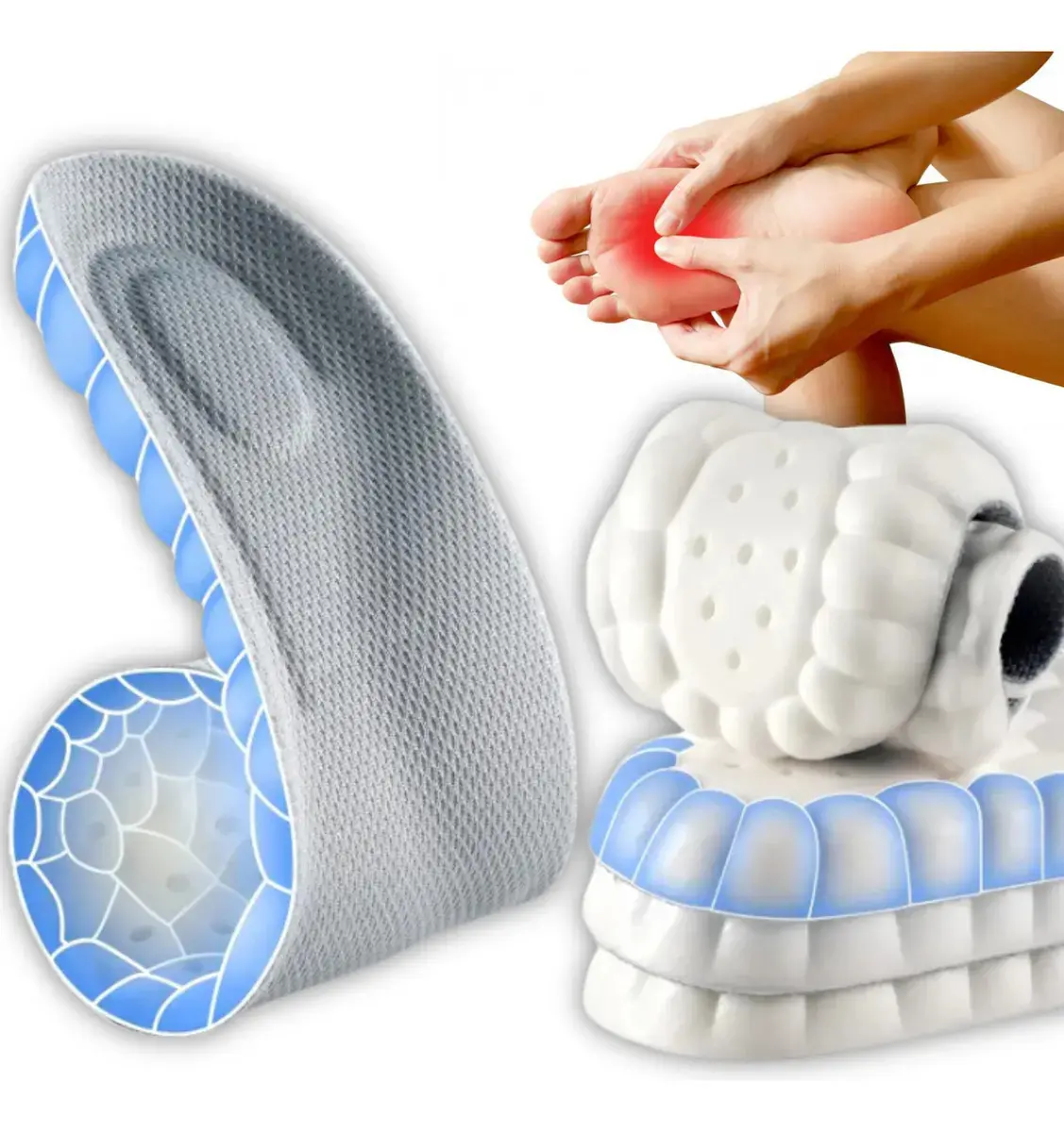 Palmilha Ortopédica em Gel para Fascite Plantar e Esporão, 1 Par, Tamanho 35-40