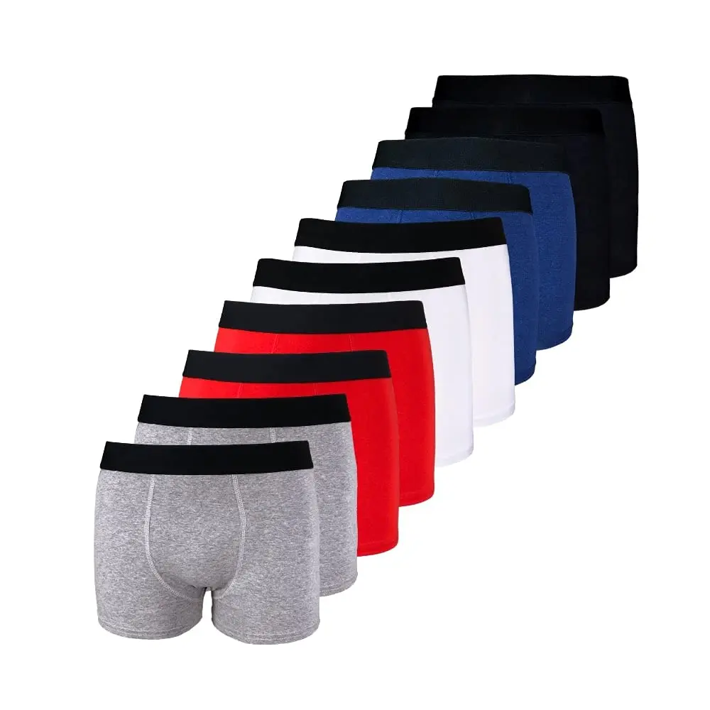 Kit 10 Cuecas Boxer Box Cotton Algodão Lisa Básica Casual