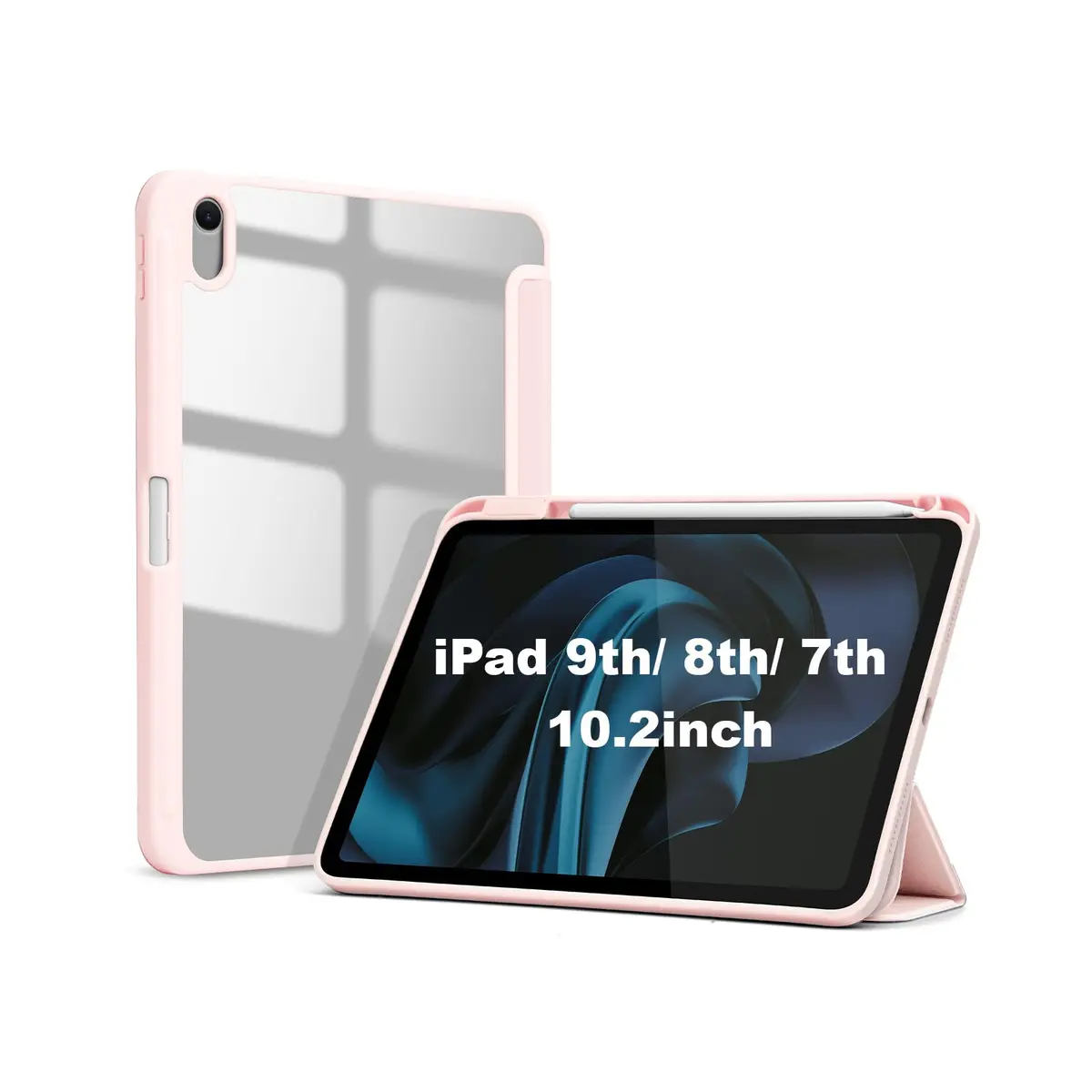 Capa para iPad de 9ª/8ª/7ª geração de 10,2 polegadas (lançado em 2021/2020/2019), capa fina e inteligente para iPad de 10,2 polegadas, com ativação/desativação automática (Rosa)