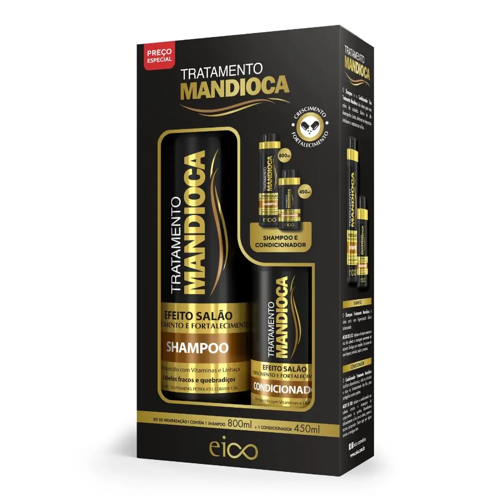 Eico Kit Mandioca Shampoo 800ml + Condicionador 450ml