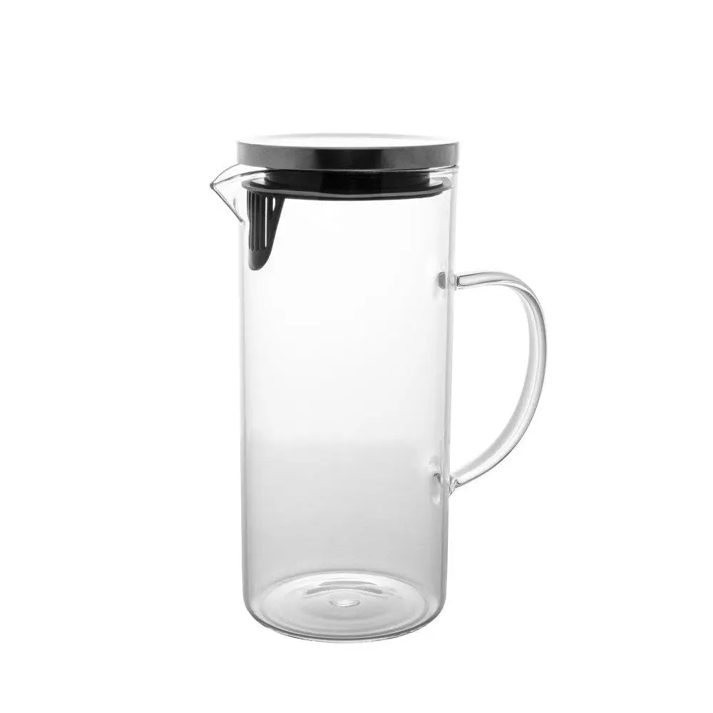 Mimo Style Jarra de Vidro Borossilicato Com Alça e Tampa Hermética Removível em Silicone e Aço Inoxidável, Capacidade 1,3 Litros, Resistente, Suporta Altas e Baixas Temperaturas