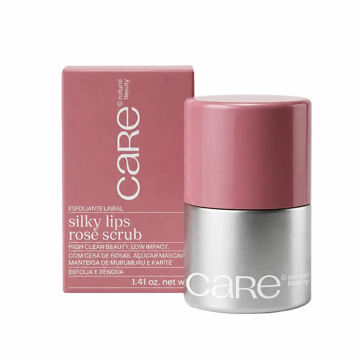 Care Silky Lips Rose Scrub Esfoliante Labial 7g | Esfoliante labial de rosas que nutre e hidrata os lábios, deixando-os macios, lisos e com brilho natural.