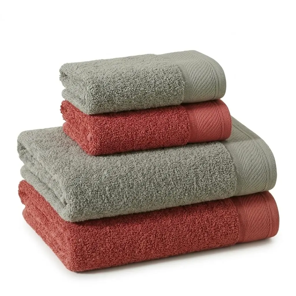 Jogo de Toalhas 4 peças Luxo Confort 100% Algodão Banhão 500g/m² Grossa Macias, Felpudas e Alta Absorção Sarah Enxovais - 2 Banhão + 2 Rosto (Cinza - Terracota)