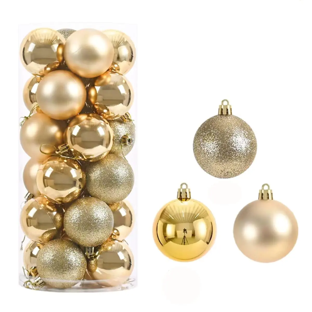 Kit 18 Bolas de Natal Douradas Lisas Foscas Glitter 6cm - 1