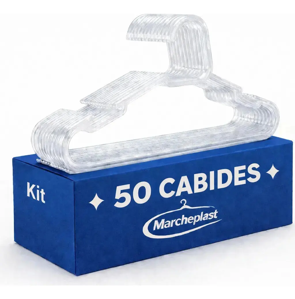 Kit 50 Cabide Adulto Acrílico Transparente Organizador Roupa - 1