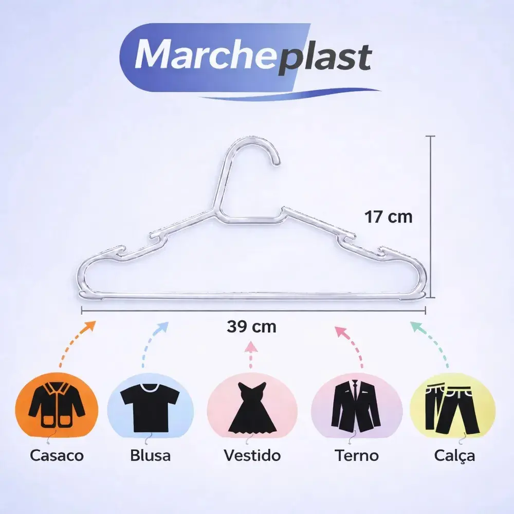 Kit 50 Cabide Adulto Acrílico Transparente Organizador Roupa thumbnail 3