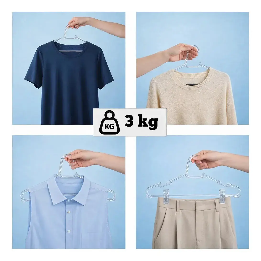 Kit 50 Cabide Adulto Acrílico Transparente Organizador Roupa thumbnail 4