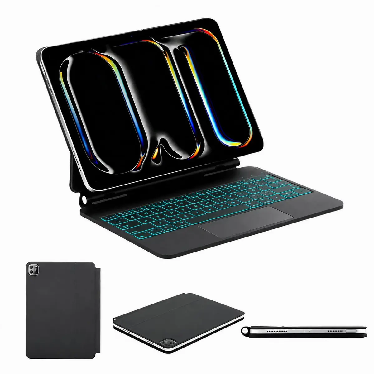 Teclado para 11 polegadas iPad Air (M3) (M2)10,9 polegadas iPad Air 5ª /4ª, 11 polegadas iPad Pro 4ª /3ª/2ª/1ª, Capa com Trackpad Flexível e Portáti Teclado de Cinco linhas