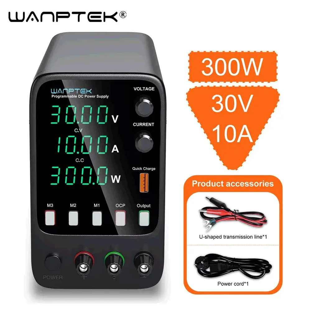 Fonte de Alimentação DC Ajustável Wanptek 30V 10A 60V 5A, Fonte de Bancada para Laboratório, Regulador de Tensão Estabilizado 120V - 1