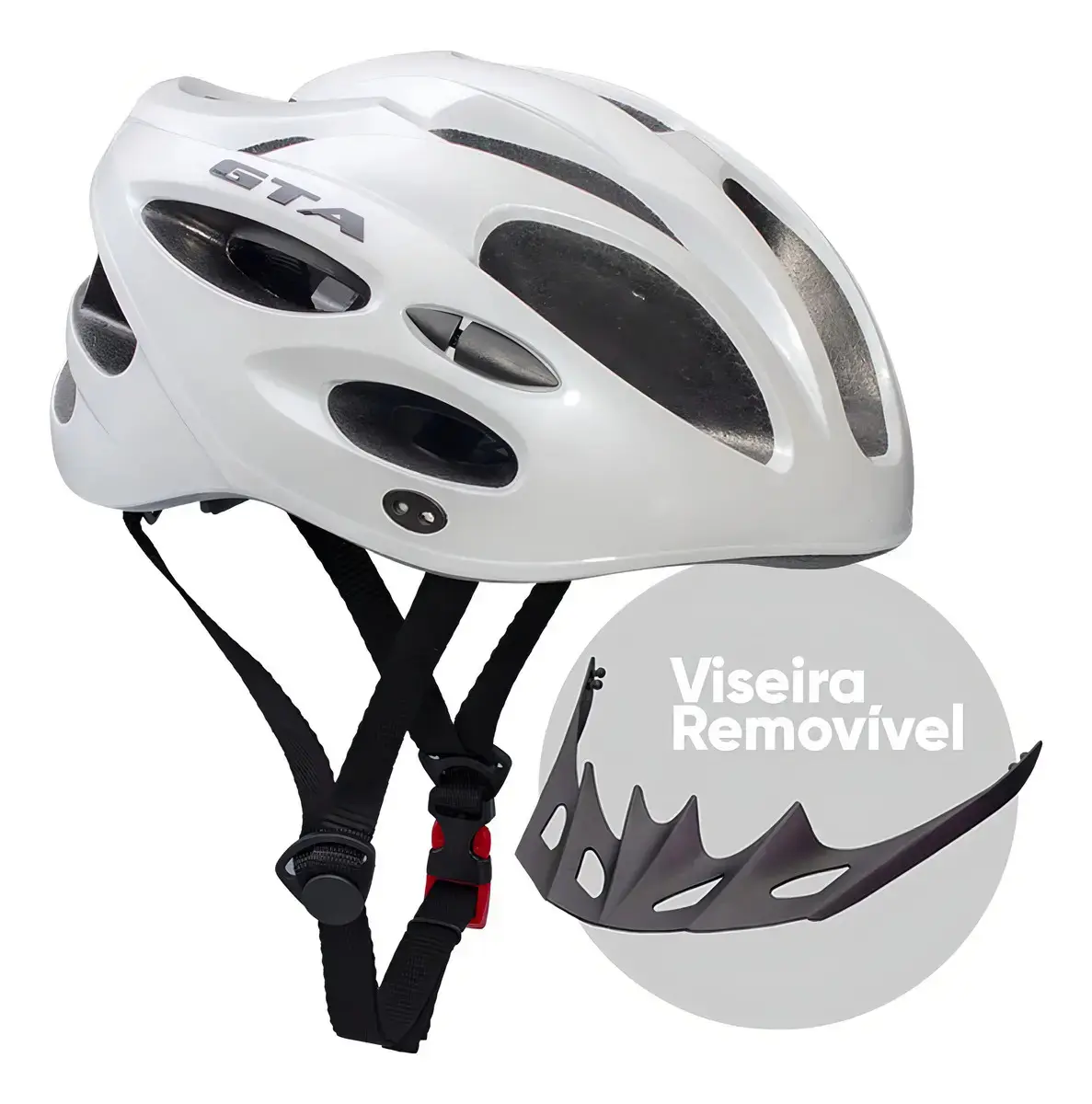Capacete Bike Gta Start Branco Com Led Viseira Removível Tamanho G - 1