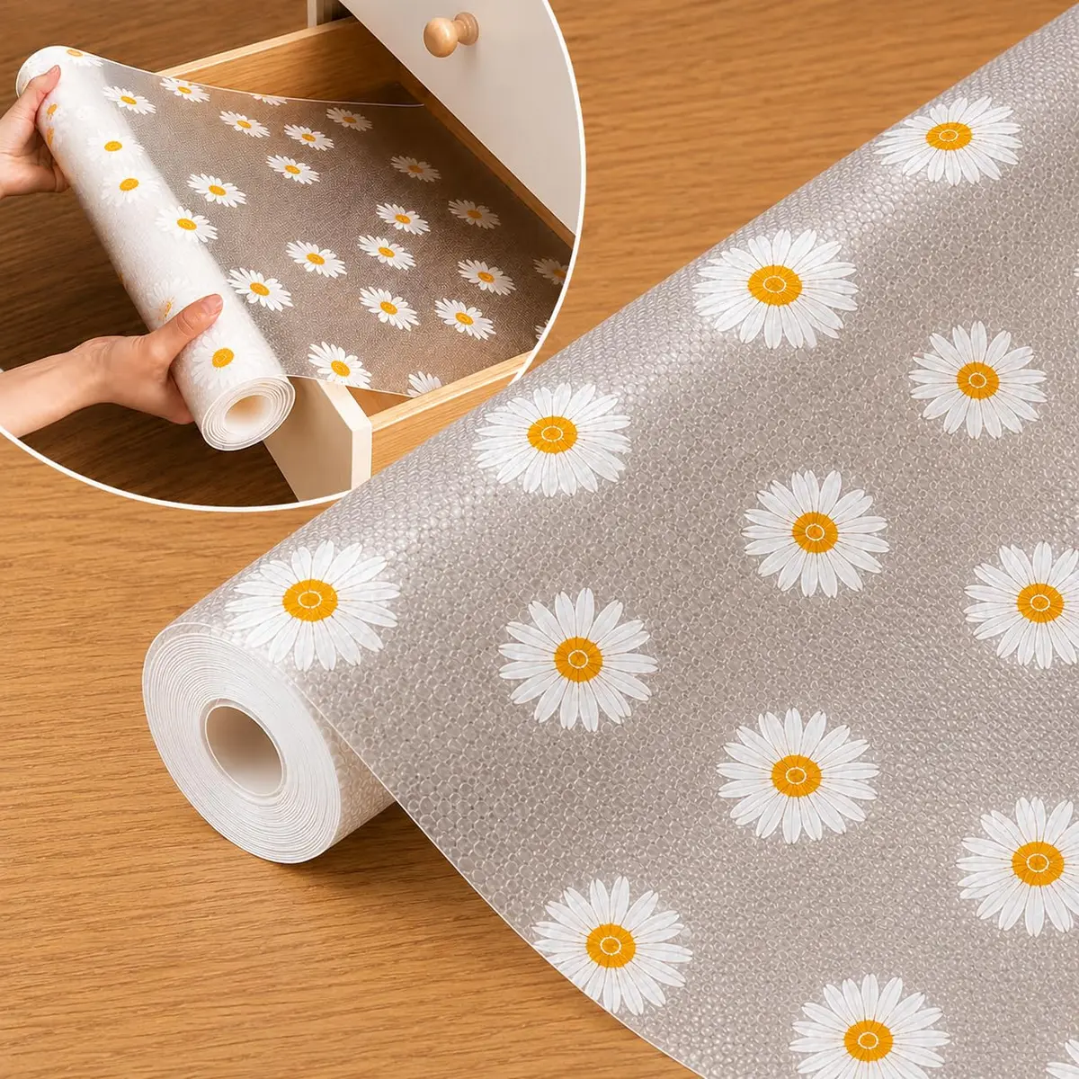 Forro Antiderrapante para Gavetas e Armários 30x90cm – Tapete Protetor Lavável para Cozinha, Geladeira, Prateleiras e Guarda-Roupa – Recortável, Reutilizável e Fácil de Limpar (Flores)