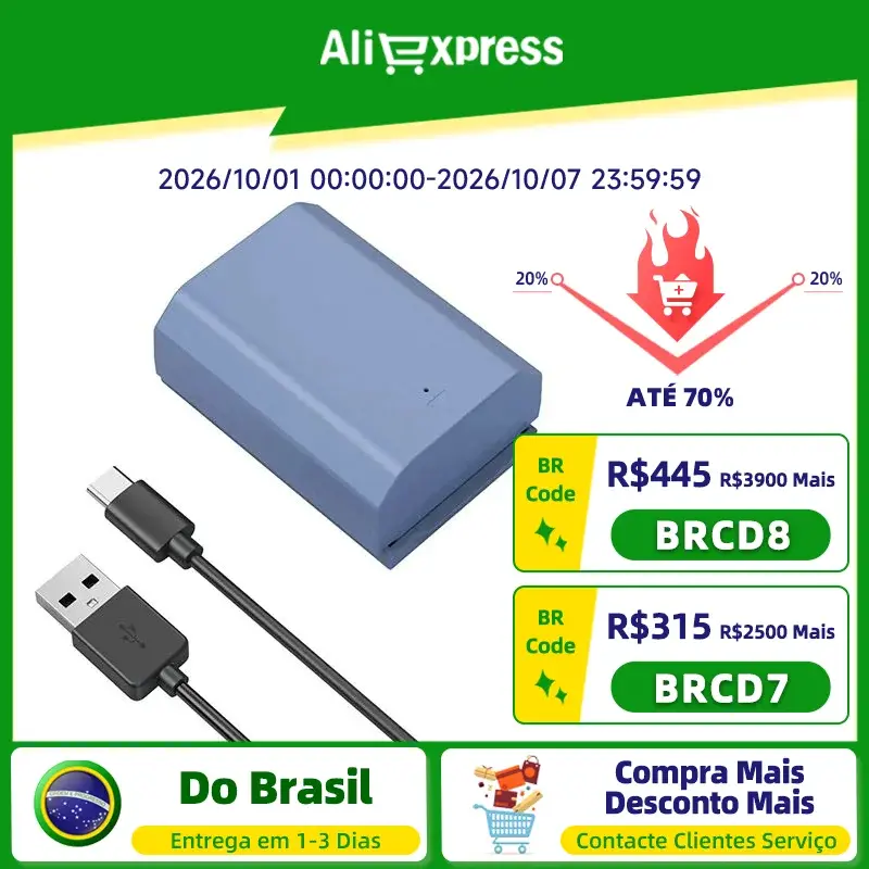 Bateria Recarregável USB-C SmallRig Compatível com NP-FZ100 para Sony A6700 FX3 FX30 ZV-E10 II A7 III A7 IV