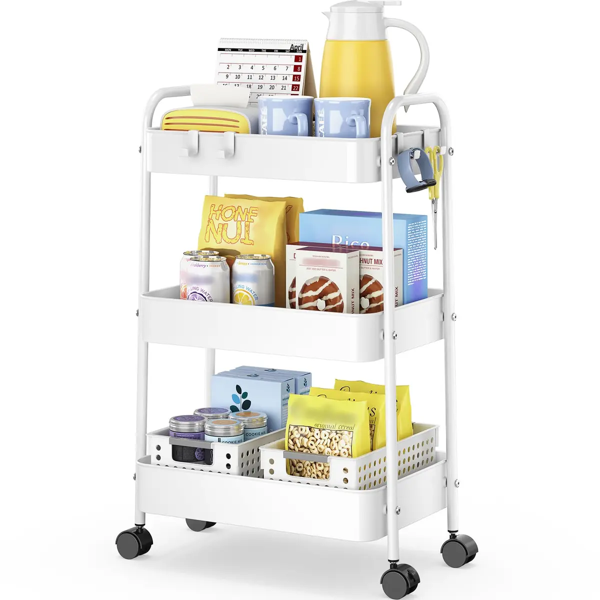 Carrinho Metálico Utilitário KINGRACK 3 Andares Branco
