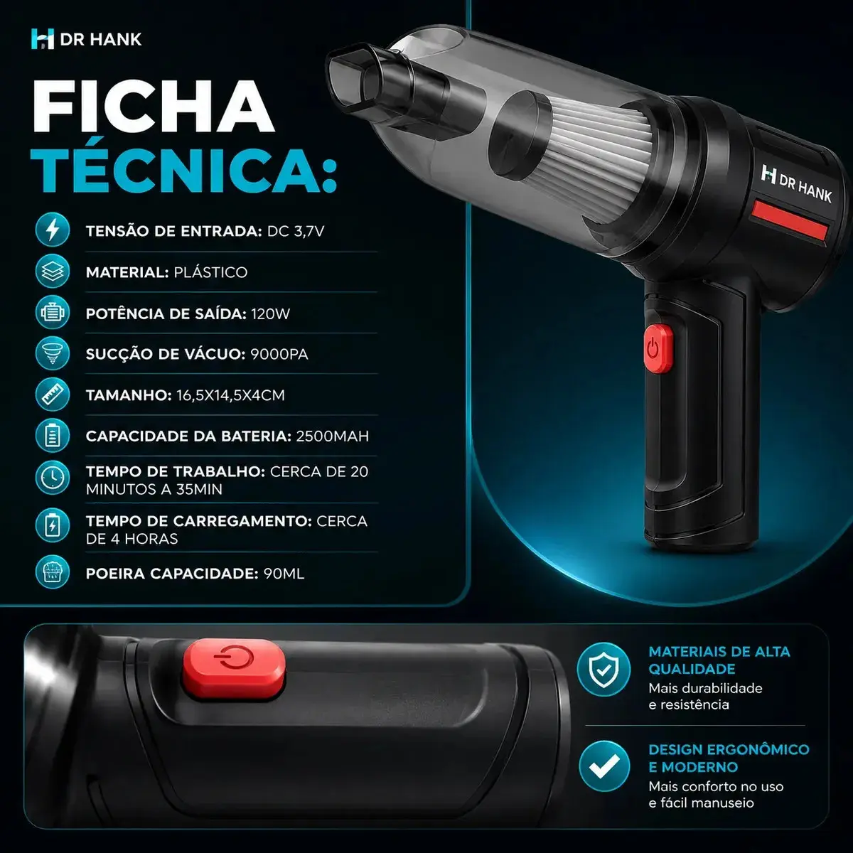 Mini Aspirador De Pó Portátil Recarregável Soprador Usb Automotivo 3em1 Sem Fio Premium Vácuo Limpeza Carro Multifuncional Casa Dr Hank thumbnail 6