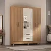 Guarda-Roupa Casal Atualle Real 6 Portas 2 Gavetas com Espelho Canelato 3D Natura Off White