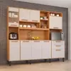 Cozinha Compacta Itatiaia Nápoles com 8 Portas, 3 Gavetas e 9 Prateleiras - 220cm de largura - Cinamomo/Off White - 1