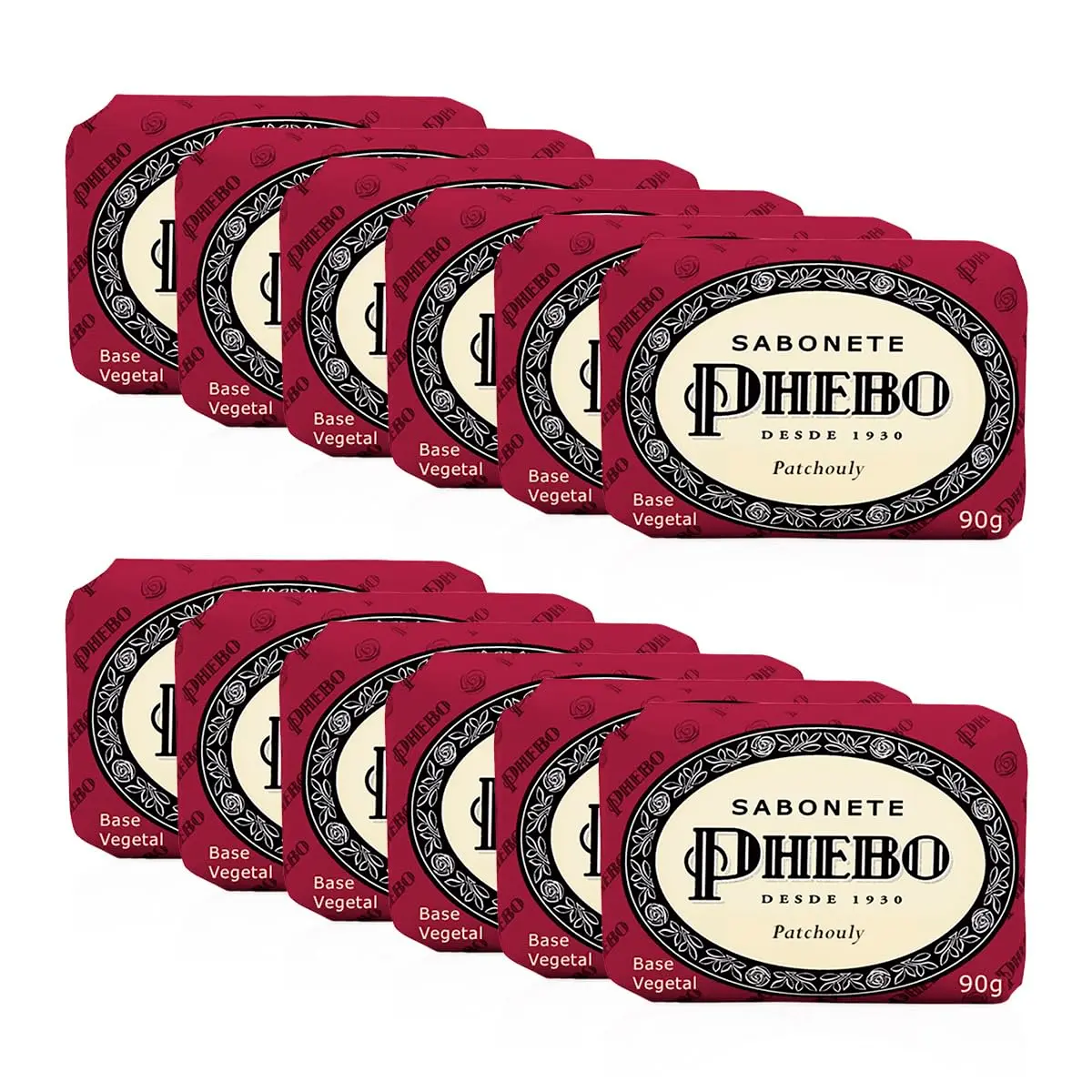 Phebo Sabonete, Patchouli, 90g, 12 Unidades
