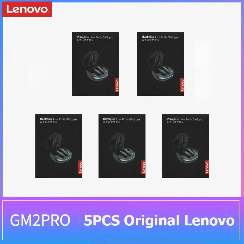 5 pçs original lenovo gm2 pro tws fones de ouvido sem fio capa deslizante gaming fone bluetooth 5.3 esporte fones música - 1