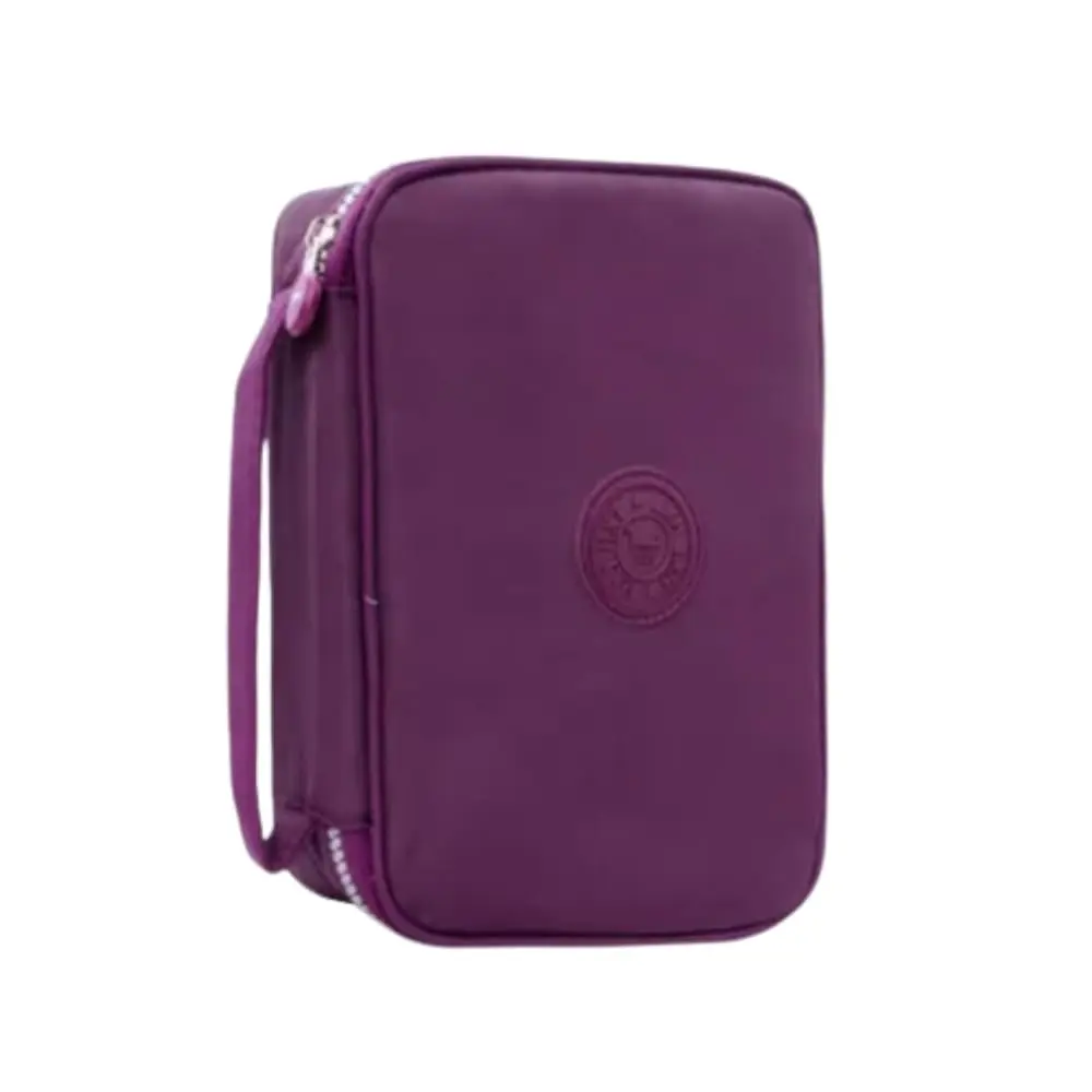 Estojo Escolar Grande Box 100 Lápis Nylon Tactel Com 27 Elásticos Ziper Resistente Escolar Papelaria Fofa Unissex Com Organizador De Lápis Canetas Marca Bella Mallu (Roxo) - 1