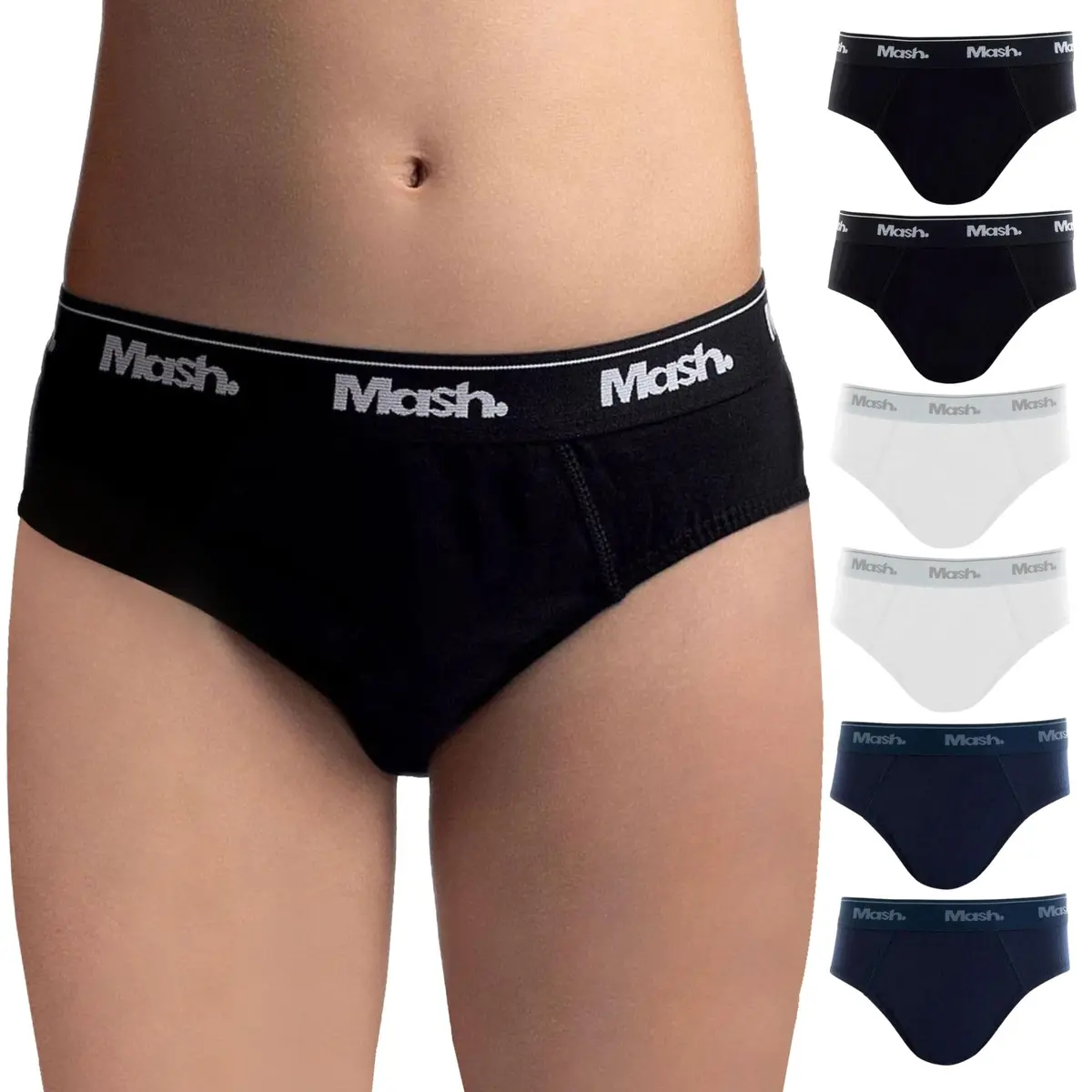 Kit 6 Cuecas Infantil Algodão Macio Hipoalergênico Slip Mash