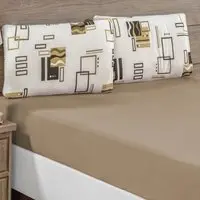 Jogo de Cama Lençol Casa Scarpa Siena King Malha Estampada 100% Algodão 3 Peças - Avelã - 1