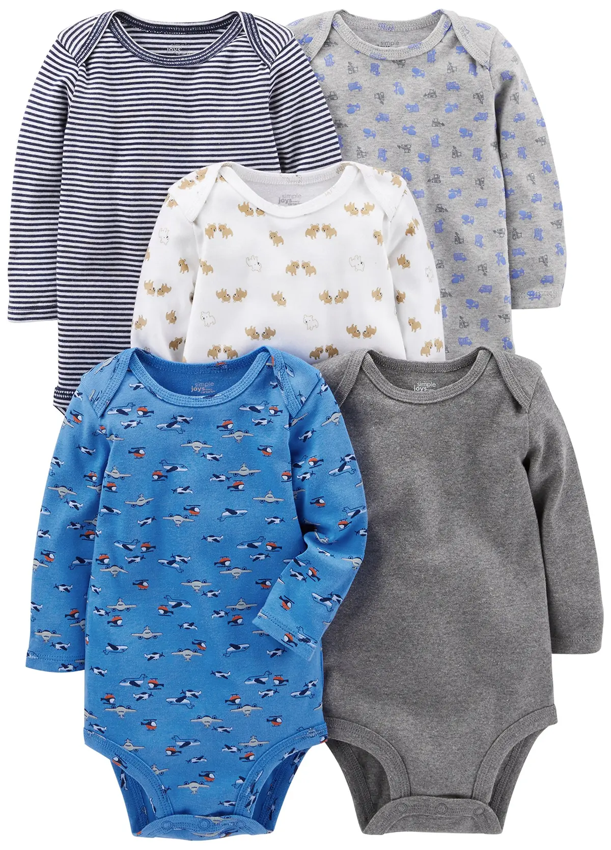 Body Pacote com 5 bodies de manga comprida Simple Joys by Carter'sUnisex Bebê