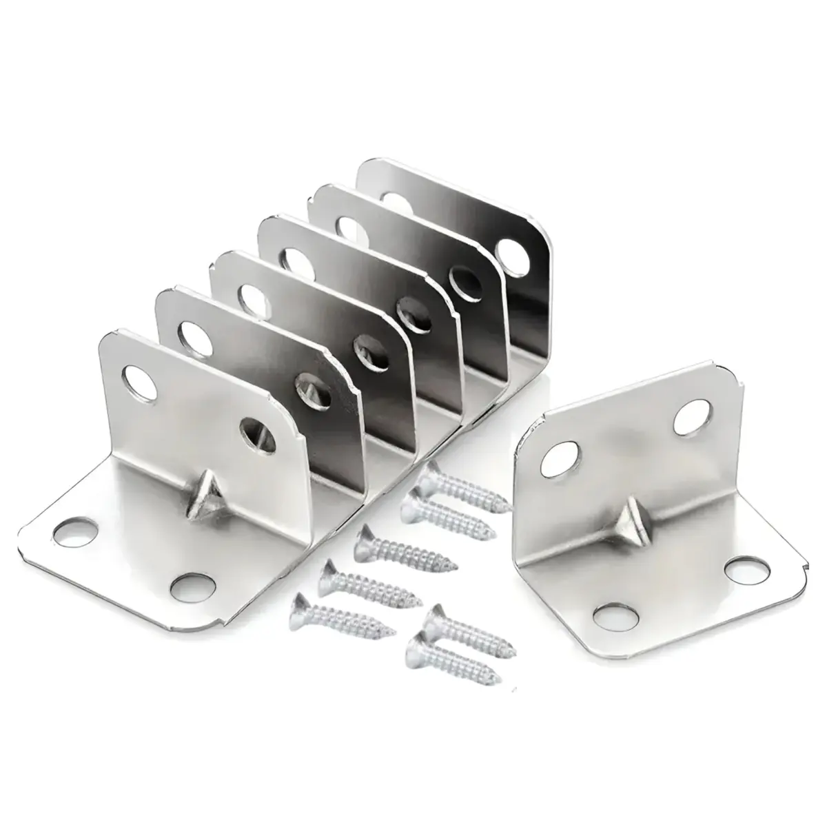 Kit 10 Cantoneiras Inox Móveis 4 furos + Parafusos Fixação Combo Pronto para Instalação